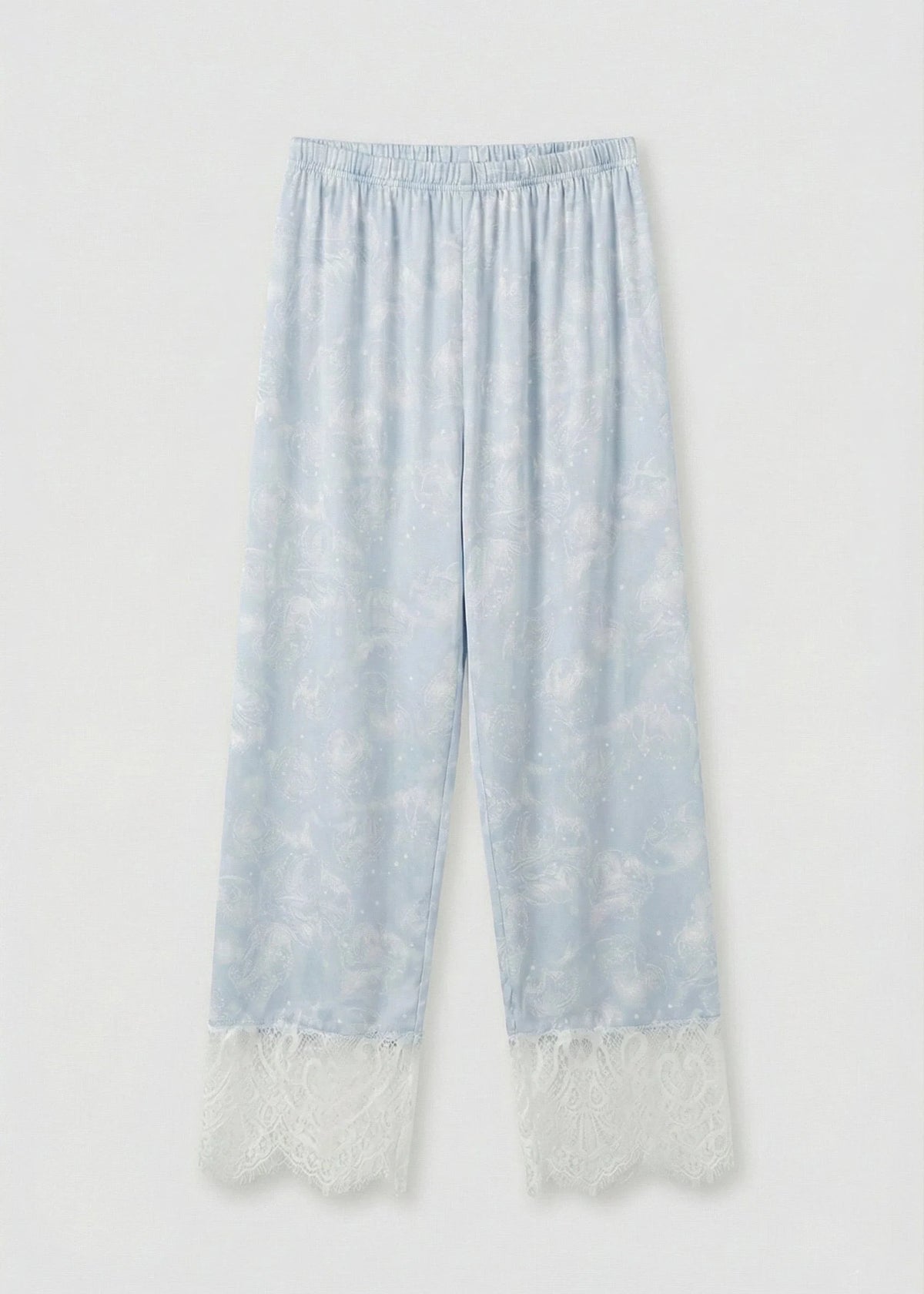 Celeste Silky Luxury Lace Pajama Set / Blue