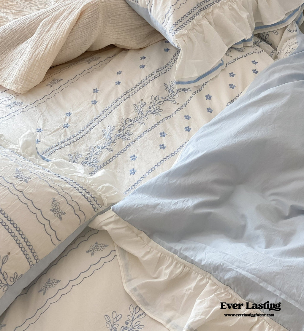 Embroidered French Lace Ruffle Pillowcases / Pink