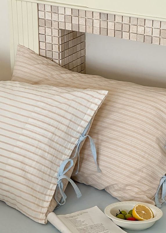 Josie Bow Tied Stripe Pillowcases / Blue