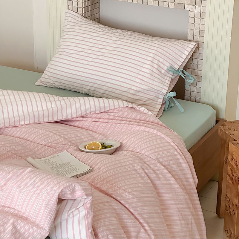 Josie Bow Tied Stripe Pillowcases / Blue