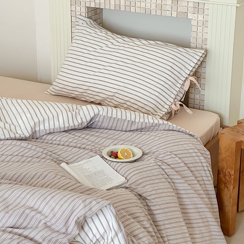 Josie Bow Tied Stripe Pillowcases / Blue