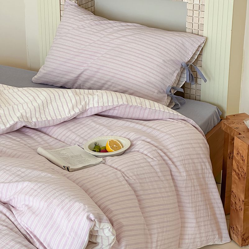 Josie Bow Tied Stripe Pillowcases / Blue
