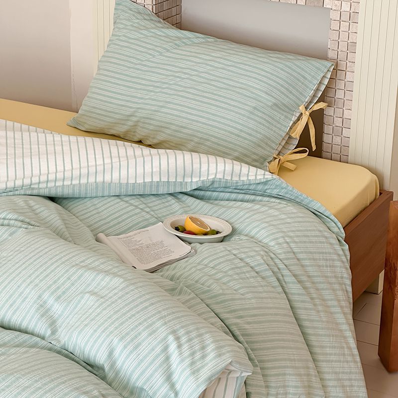 Josie Bow Tied Stripe Pillowcases / Blue