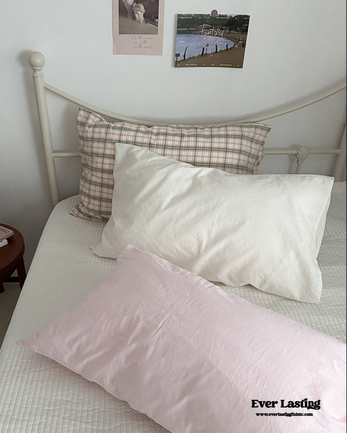Muted Blush Cotton Pillowcase / Yellow