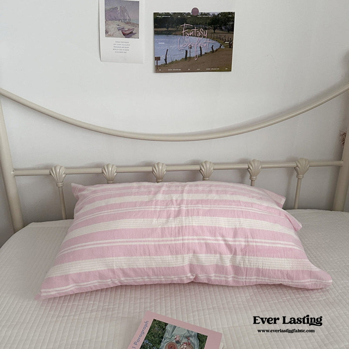 Muted Blush Cotton Pillowcase / Yellow