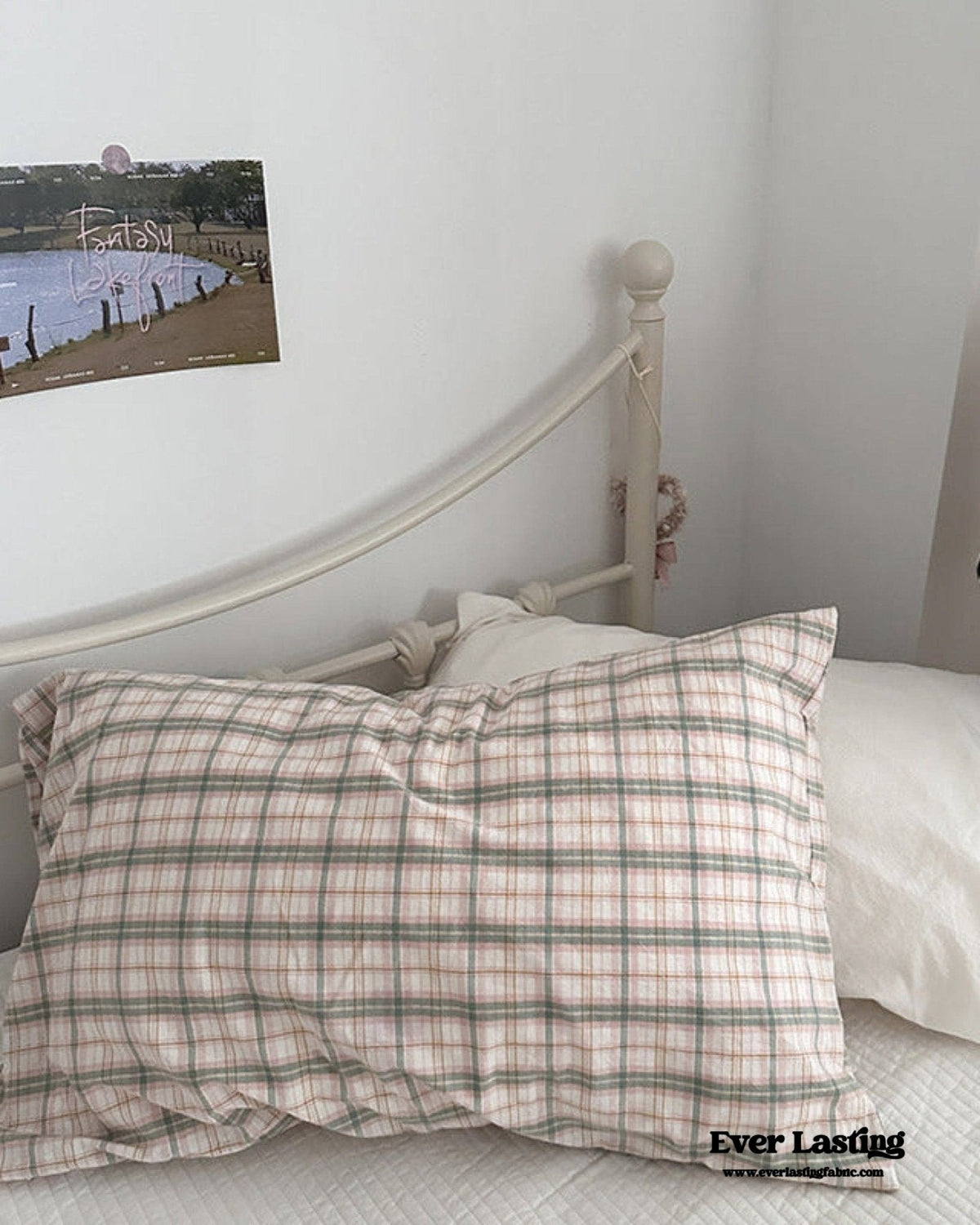 Muted Blush Cotton Pillowcase / Yellow