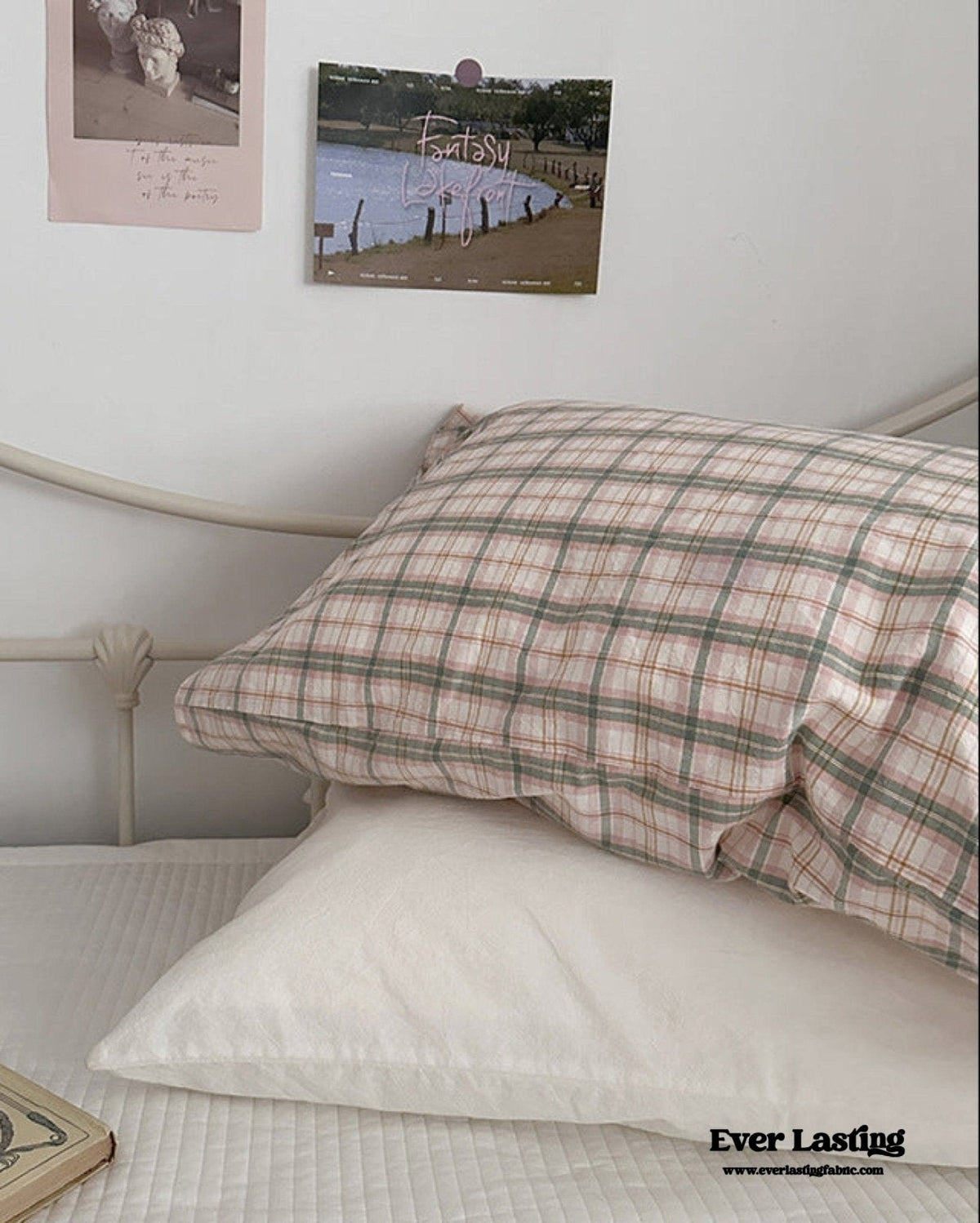 Muted Blush Cotton Pillowcase / Yellow
